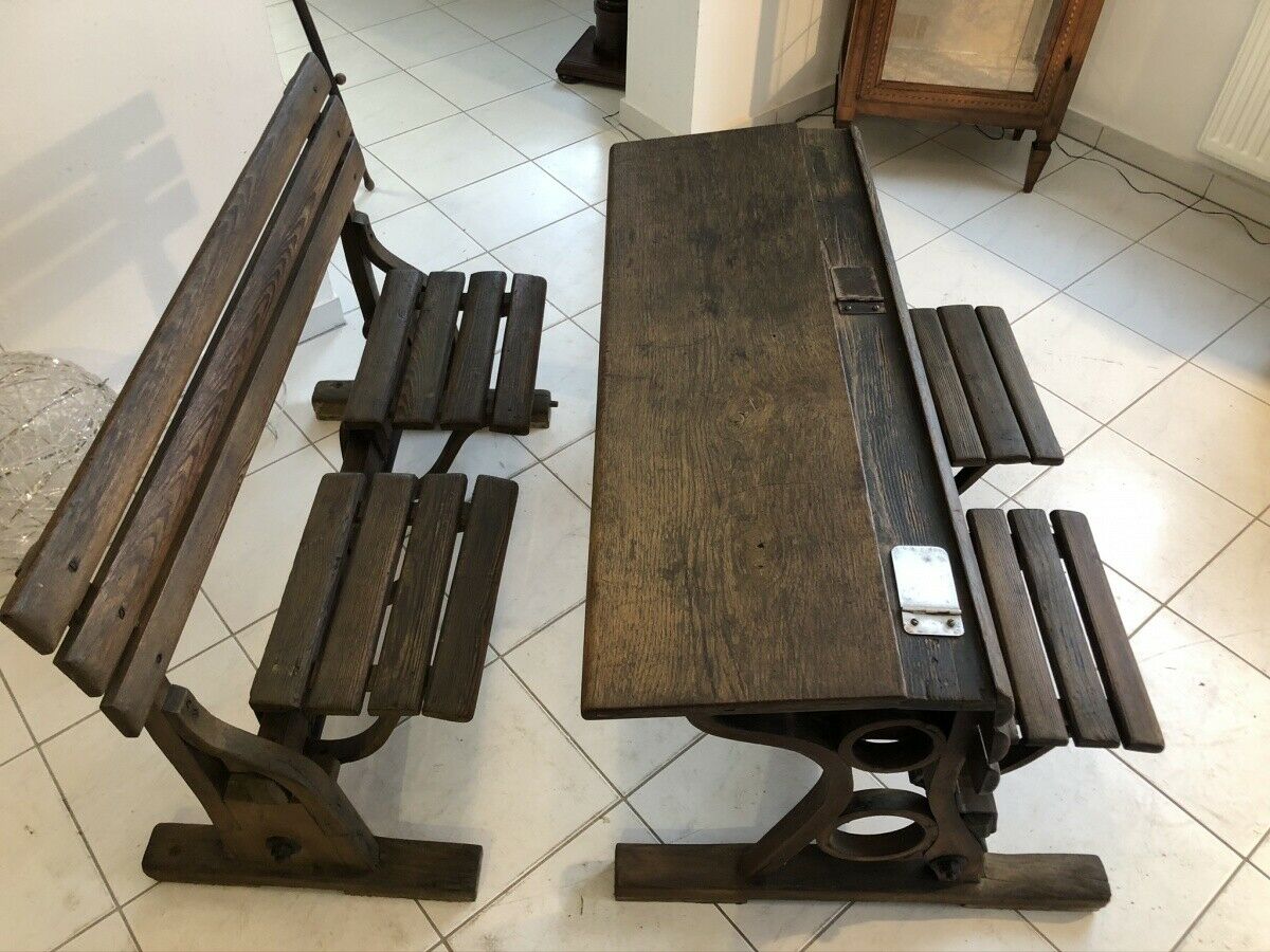 Alte Kinderbank Schulbank Kinderschreibtisch Doppelschulbank Z2257 Nr