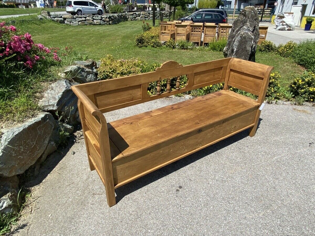 Alte massive Küchenbank Sitzbank Naturholz Truhenbank 203cm E1619 Nr