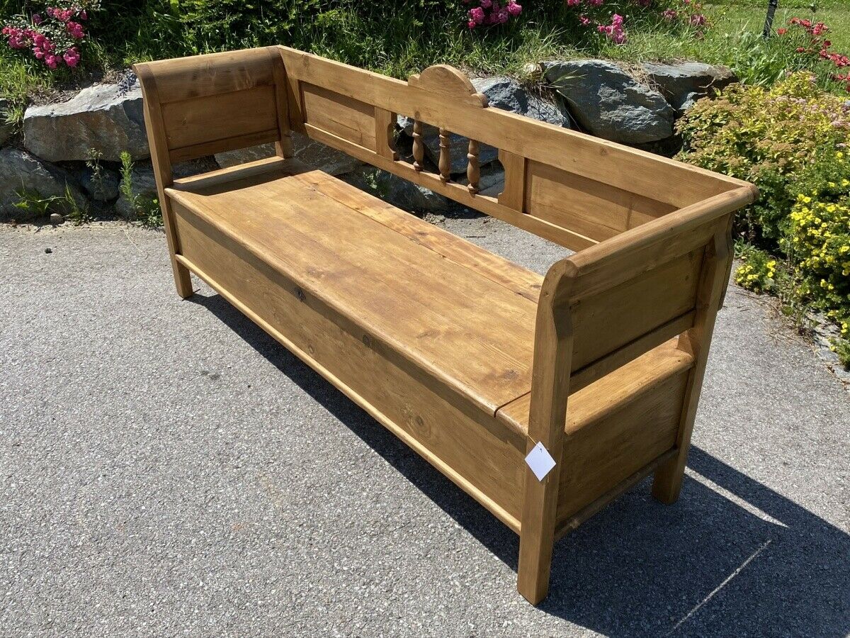 Alte massive Küchenbank Sitzbank Naturholz Truhenbank 203cm E1619 Nr