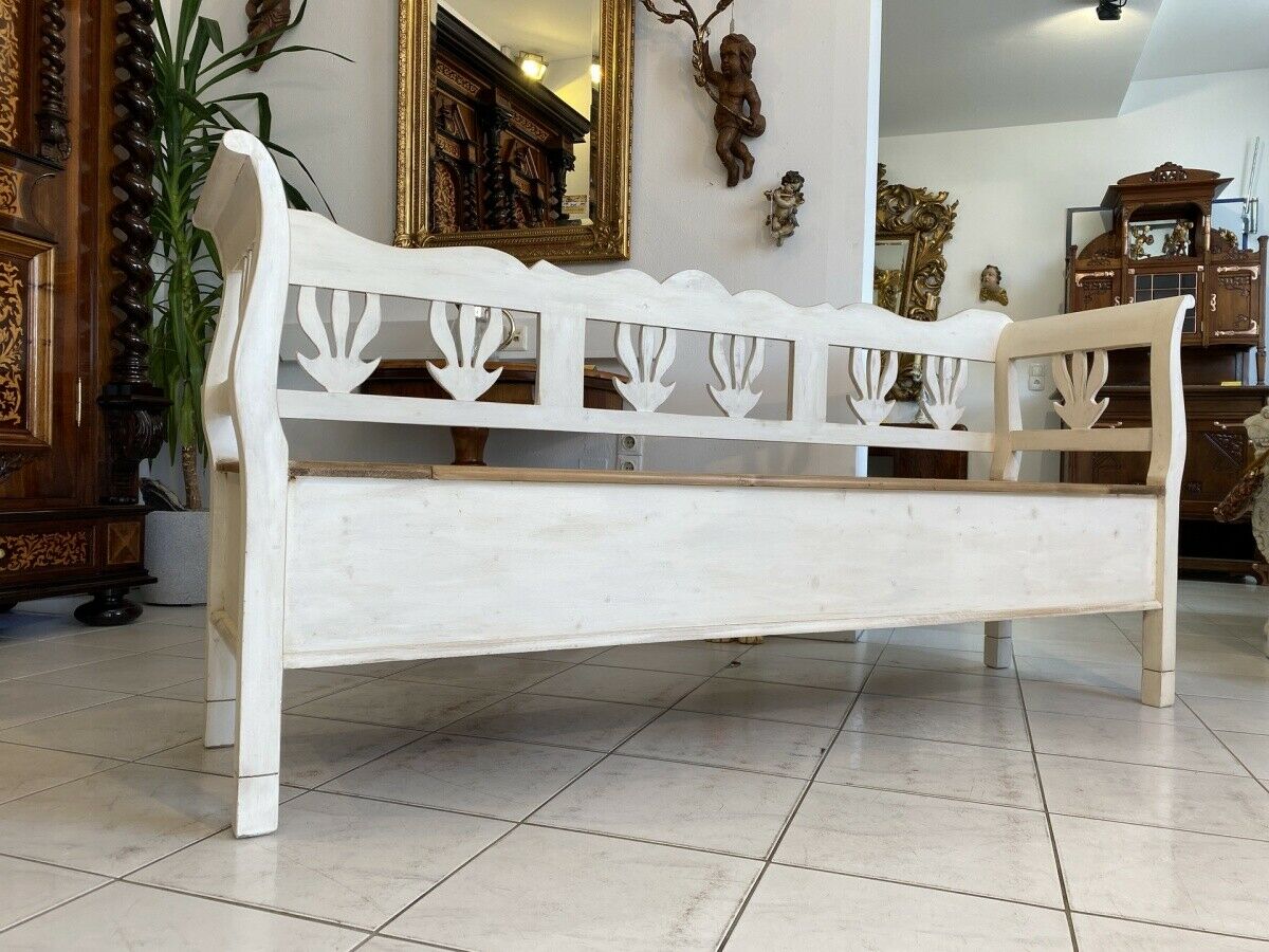 Originale massive Küchenbank Sitzbank Naturholz Truhenbank 200cm A2423