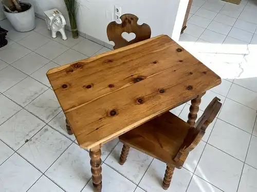 Alter Bauerntisch Zirbenholz Tisch Sessel Bauernstube A2752