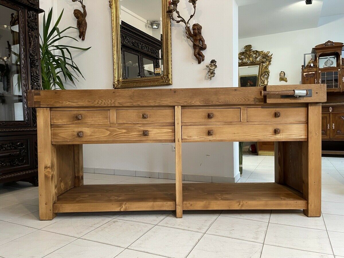 Urige alte Hobelbank,Werkbank Ladentisch Werktisch A2832 Nr