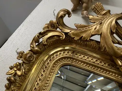 originaler Florentinerspiegel Ritterspiegel vergoldet Akanthusblattschnitzkunst