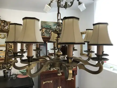 schwerer Hängeleuchte Leuchter Prunk Messingluster Salonluster E1419