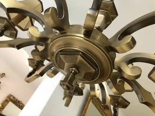 schwerer Hängeleuchte Leuchter Prunk Messingluster Salonluster E1419