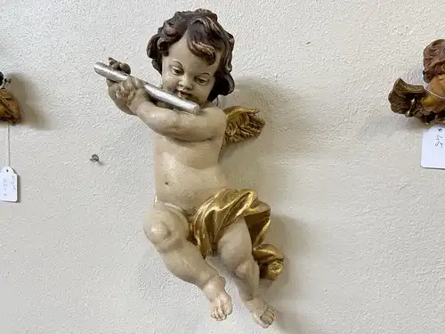 hübsche Engelsfigur Putto Holzfigur Holzschnitzerei i1704