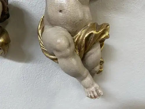 hübsche Engelsfigur Putto Holzfigur Holzschnitzerei i1704