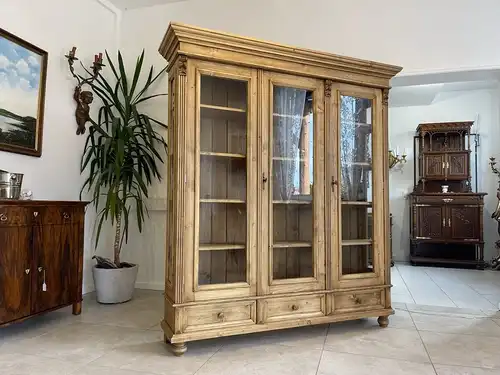 Vitrine Bauernvitrine Naturholz Bücherschrank i2110