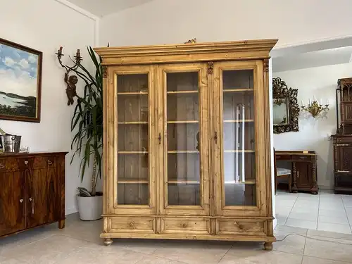 Vitrine Bauernvitrine Naturholz Bücherschrank i2110