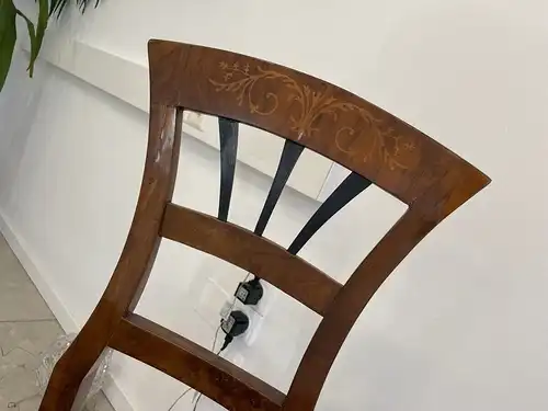 restaurierter Biedermeier Sessel Nussholz Stuhl i2069