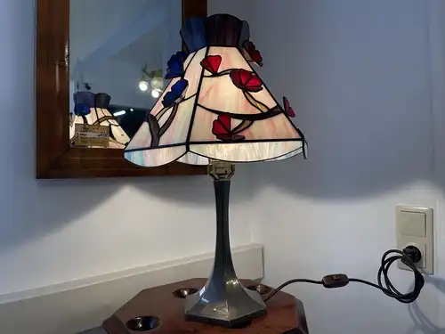 Echtglas Lampe Tiffany Glaskunst Eckig Klaunser Kl5