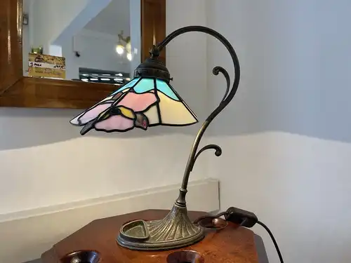 Echtglas Schreibtisch Lampe Tiffany Glaskunst Klaunser kl14-1