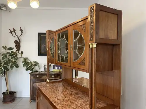 Jugendstil Aufsatzbuffet Bücherschrank Restauriert B1522