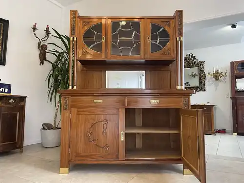 Jugendstil Aufsatzbuffet Bücherschrank Restauriert B1522