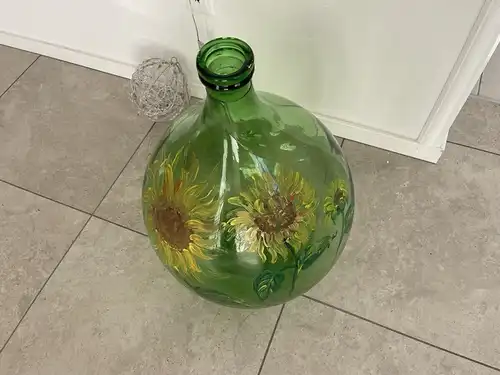 Alte Glasflasche Weinballon, Gärballon, mundgelasen B1702