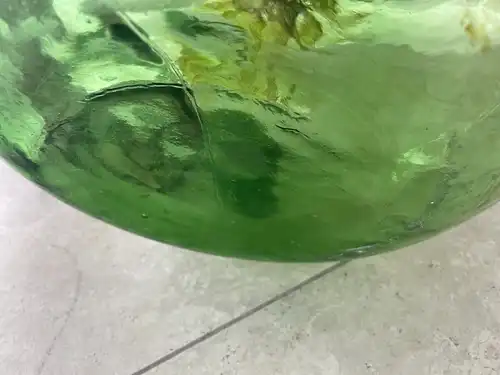 Alte Glasflasche Weinballon, Gärballon, mundgelasen B1702