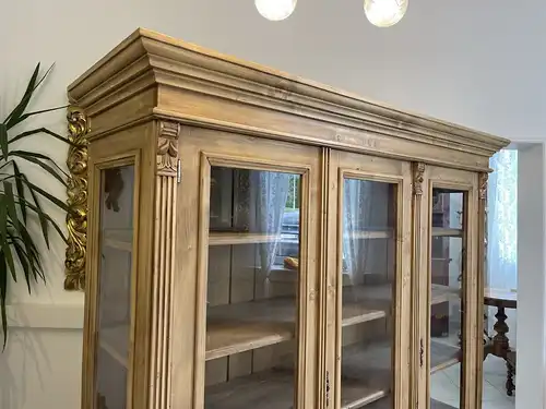 Bäuerliche Vitrine Bauernvitrine Naturholz Bücherschrank B1898