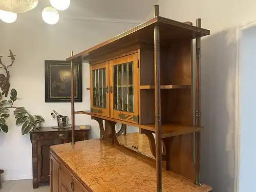 Traum Jugendstil Kredenz Bücherschrank Beschnitzt A4064