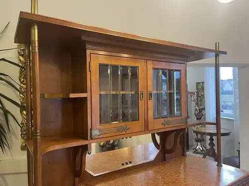 Traum Jugendstil Kredenz Bücherschrank Beschnitzt A4064