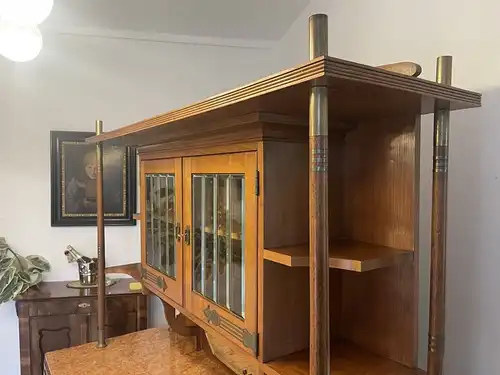 Traum Jugendstil Kredenz Bücherschrank Beschnitzt A4064