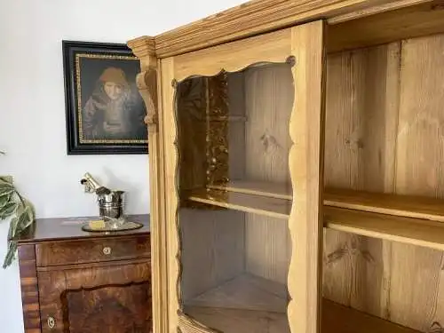 Biedermeier Vitrine Naturholz Bücherschrank Bauernschrank A4249