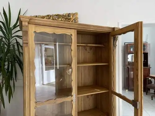 Biedermeier Vitrine Naturholz Bücherschrank Bauernschrank A4249