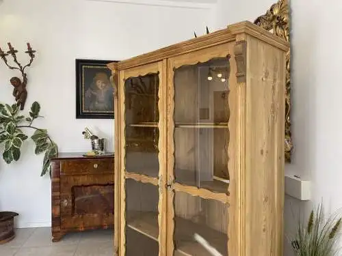 Biedermeier Vitrine Naturholz Bücherschrank Bauernschrank A4249