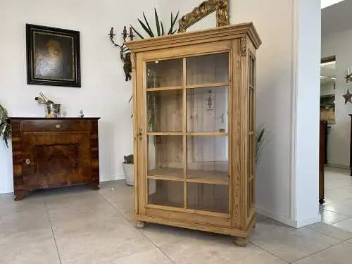 Bäuerliche Vitrine Naturholz Bücherschrank A4255