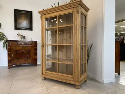 Bäuerliche Vitrine Naturholz Bücherschrank A4255