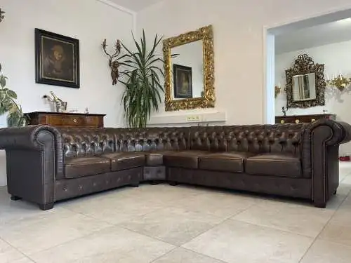 Chesterfield Ecksofa Clubsofa Couch Zigarrenbraun A4285