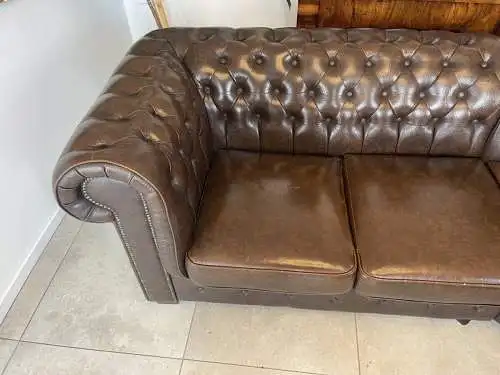 Chesterfield Ecksofa Clubsofa Couch Zigarrenbraun A4285