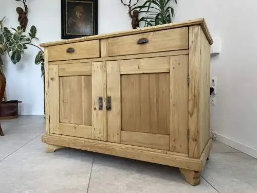 Bäuerliche Anrichte Sideboard Kommode Naturholz A4305