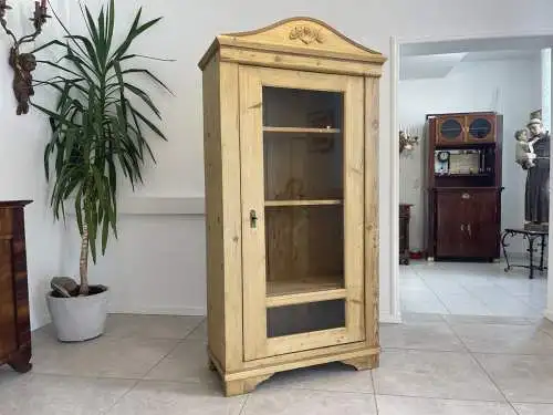 Biedermeier Vitrine Naturholz Bücherschrank Bauernschrank  A4403