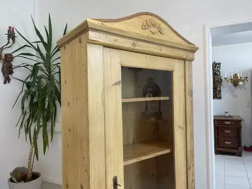 Biedermeier Vitrine Naturholz Bücherschrank Bauernschrank  A4403