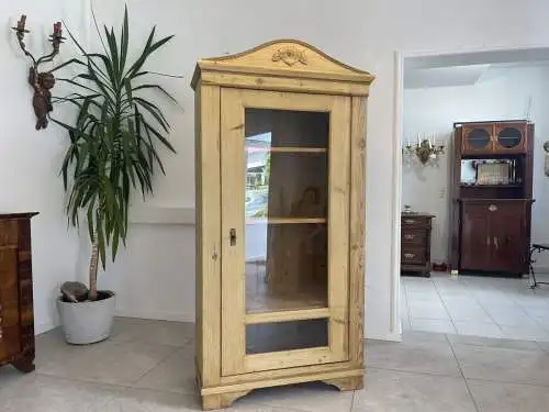 Biedermeier Vitrine Naturholz Bücherschrank Bauernschrank  A4403