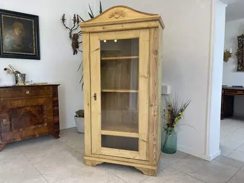 Biedermeier Vitrine Naturholz Bücherschrank Bauernschrank  A4403