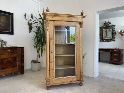 Gründerzeit  Vitrine Naturholz Bücherschrank Bauernschrank  A4405