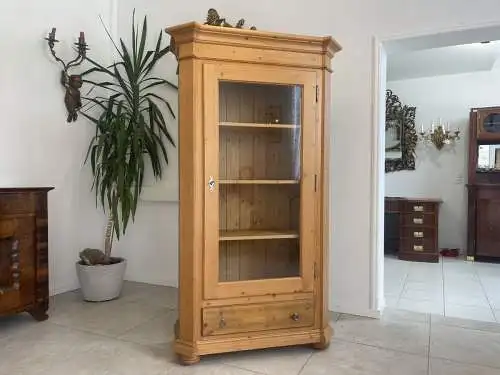 bäuerliche Vitrine Naturholz Bücherschrank A4501