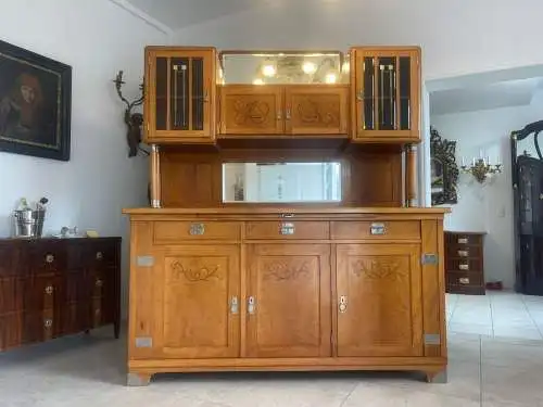 Vitrine Bücherschrank Jugendstil Aufsatzbuffet Original A4590