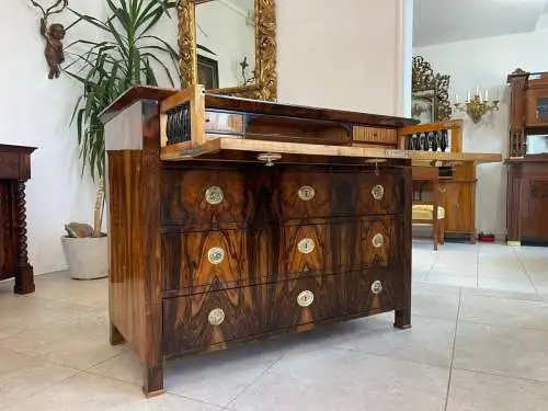 Restaurierte Biedermeier Schreibkommode Nussholz A4744