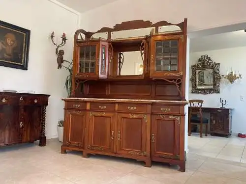 Originales Jugendstil Aufsatzbuffet Bücherschrank Vitrinenschrank A4909