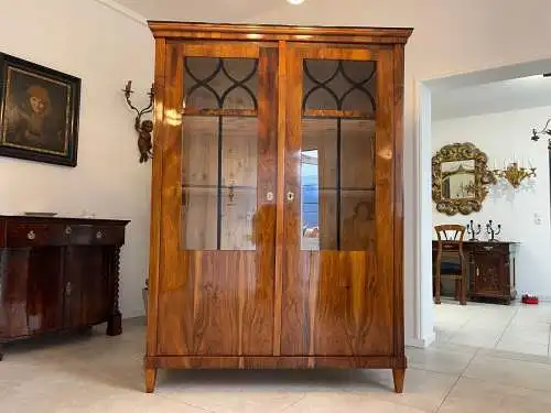 Antiquität Sale Biedermeier Vitrine Bücherschrank Nussholz A4953