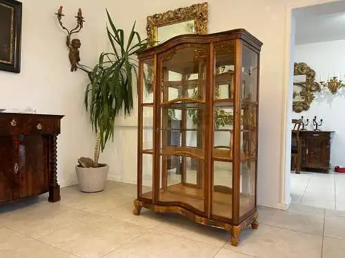 Biedermeier Vitrine Bücherschrank Nussholz A4949