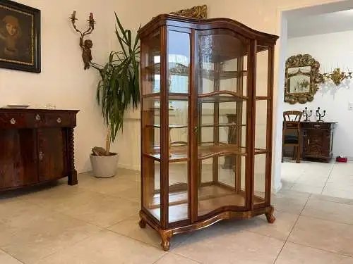 Biedermeier Vitrine Bücherschrank Nussholz A4949