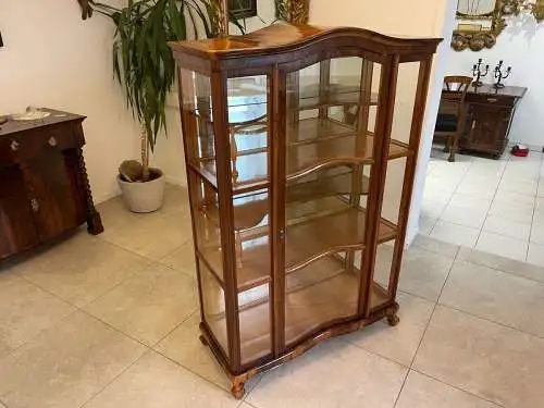 Biedermeier Vitrine Bücherschrank Nussholz A4949