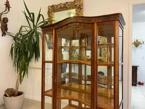 Biedermeier Vitrine Bücherschrank Nussholz A4949