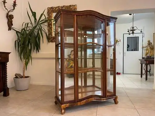 Biedermeier Vitrine Bücherschrank Nussholz A4949