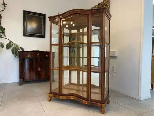 Biedermeier Vitrine Bücherschrank Nussholz A4949