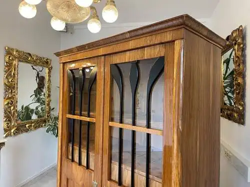 Antiquität Sale Biedermeier Vitrine Bücherschrank Nussholz A4932