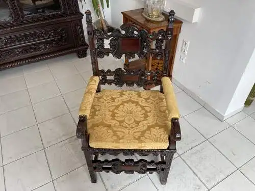 Originaler Fauteuil Stuhl Königssessel Jagdsessel Barock A2847